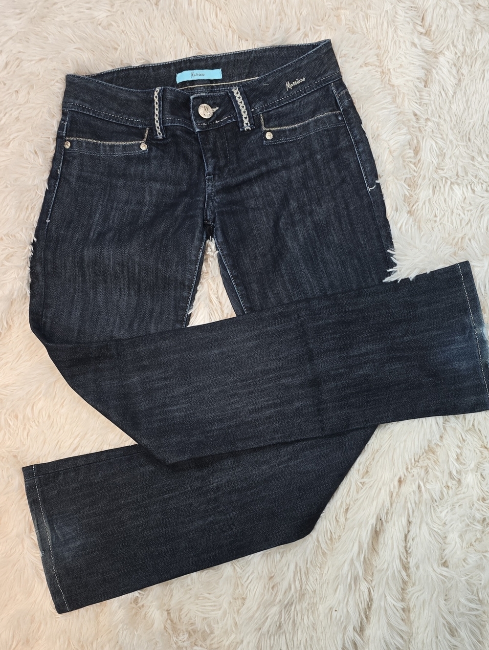 Marciano Dark Wash Low-Rise Jeans Silver Stitching Size 27